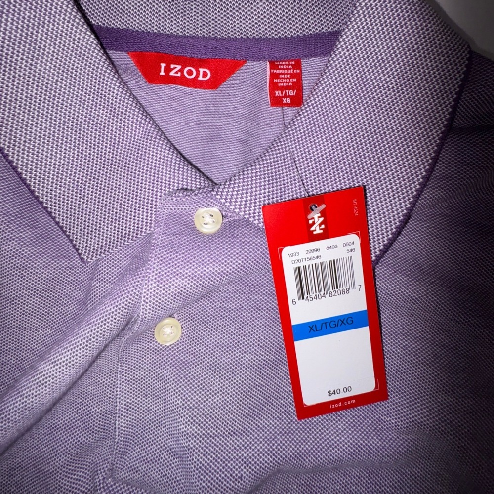 IZOD Mens Polo Shirt Purple Heathered Texture Classic Fit XL